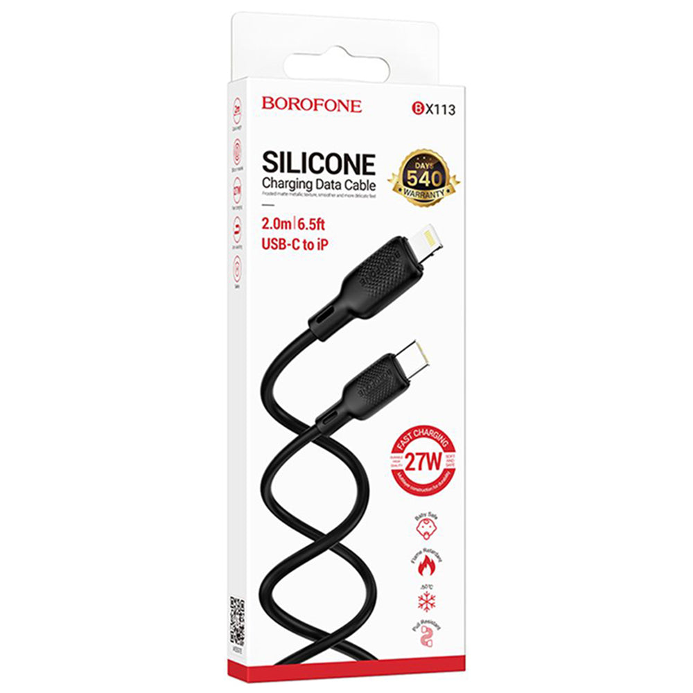 Data- og opladningskabel USB-C - Lightning Borofone BX113 Lenny, 27W, 2m, Sort