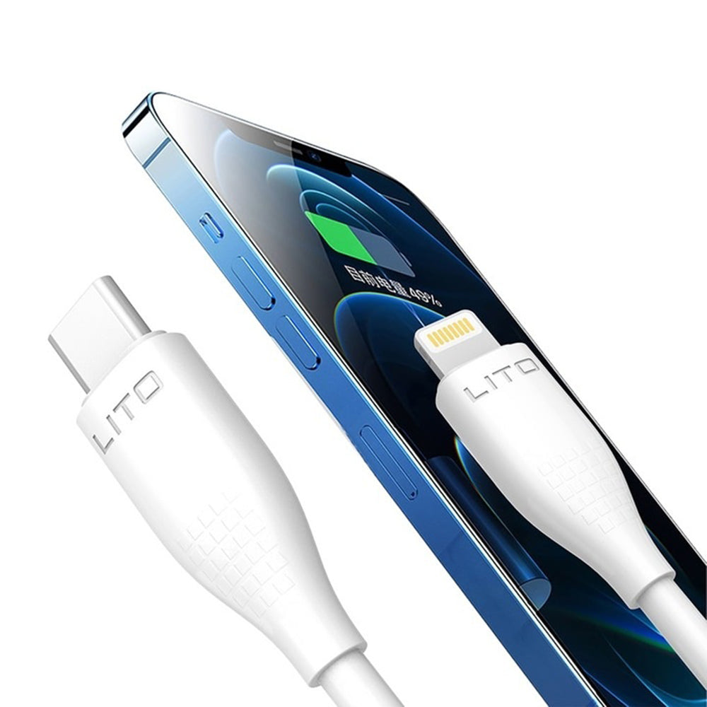 Data- og opladningskabel USB-C - Lightning Lito LD03, 27W, 1m, Hvid
