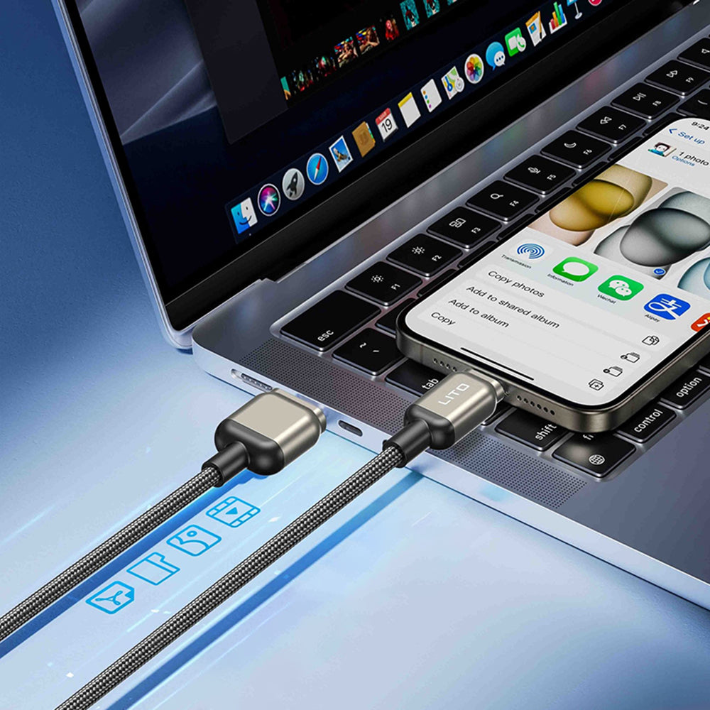 Data- og opladningskabel USB-C - Lightning Lito LD17, 20W, 1m, Sort