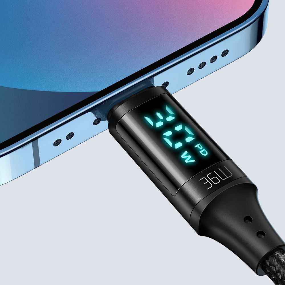Data- og opladningskabel USB-C - Lightning McDodo CA-1030 Display, 36W, 1.2m, Sort