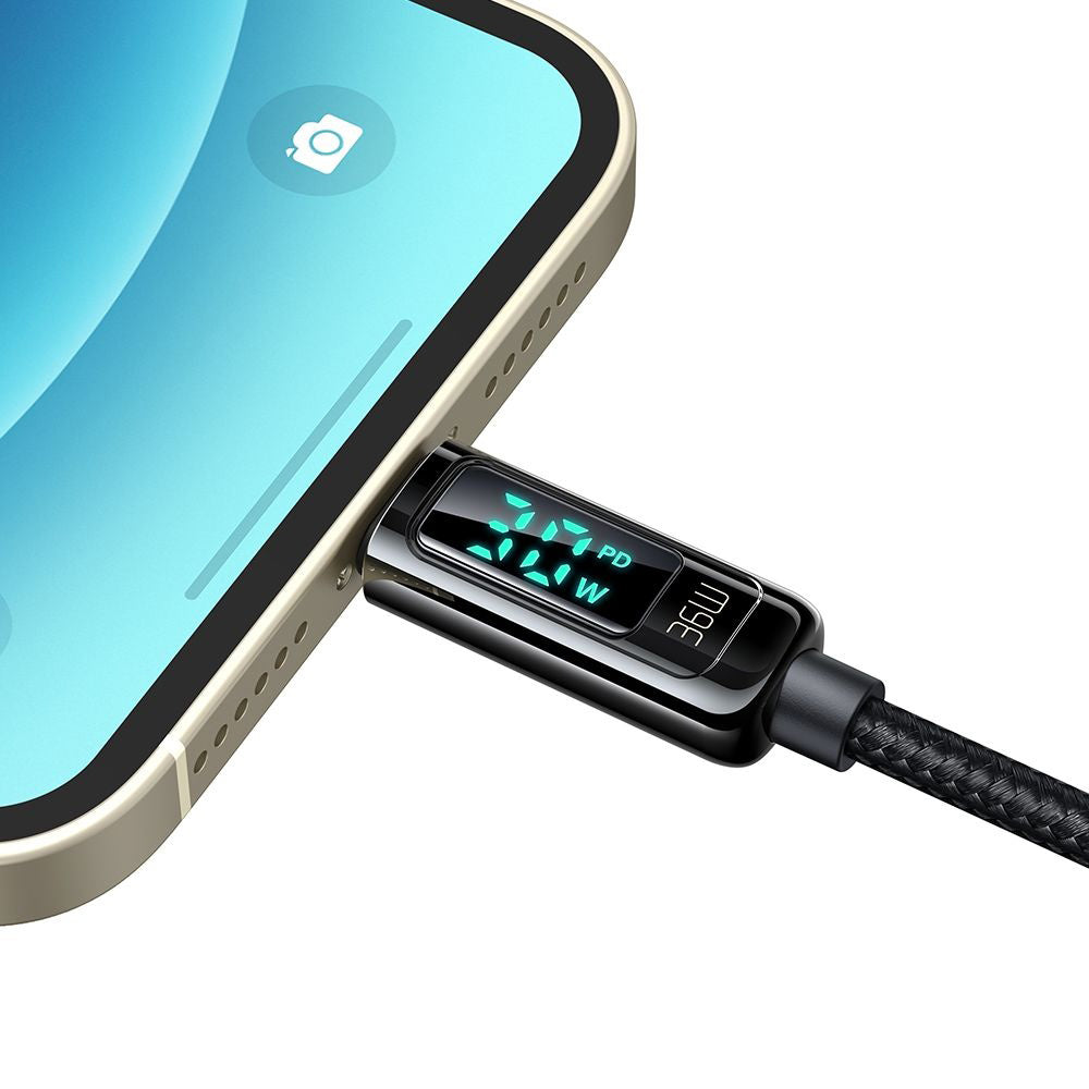 Data- og opladningskabel USB-C - Lightning McDodo CA-8810 Display, 36W, 1.2m, Sort