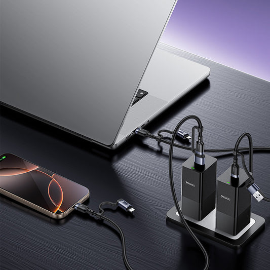USB-C / USB-A Data- og Opladningskabel - USB-C / Lightning Yesido CA200, 60W, 1,2m, Sort