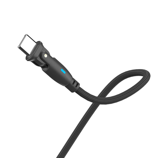 USB-C Data- og Opladningskabel - USB-C 3MK Hyper N Vinklet, 100W, 1m, Sort