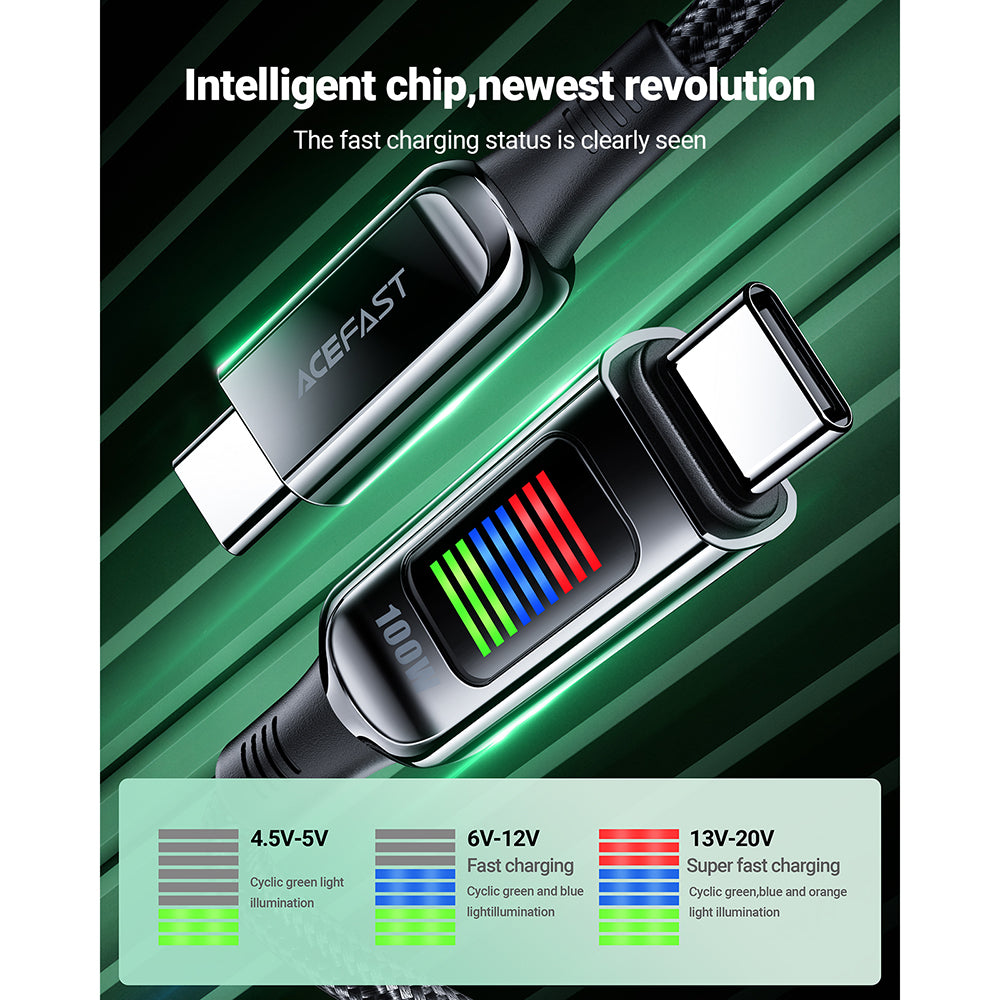 Data- og opladningskabel USB-C - USB-C Acefast C7-03, 100W, 1,2m, Sort