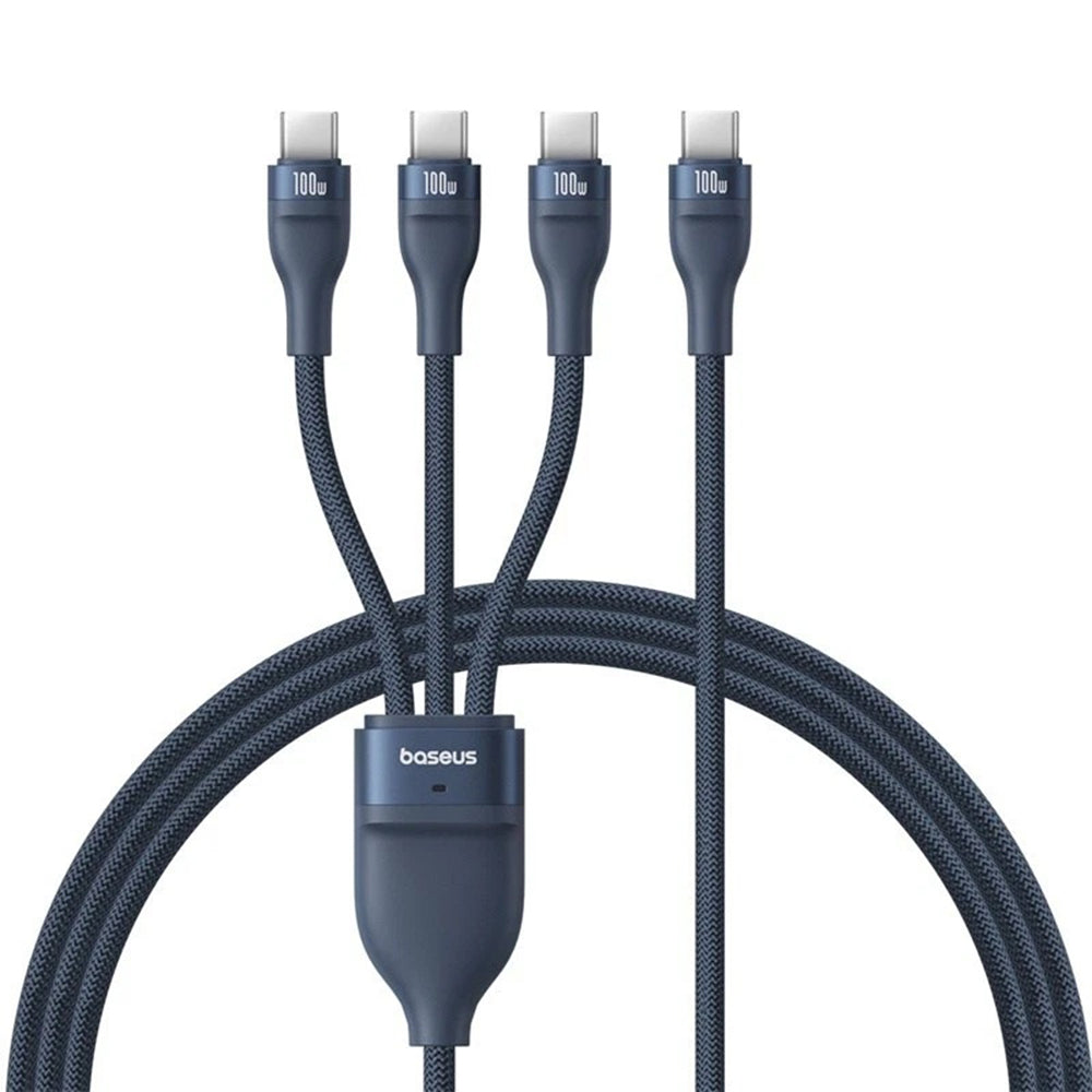 USB-C Opladerkabel - 3 x USB-C Baseus Flash Series III 3in1, 100W, 1.5m, Blå P10377503321-00