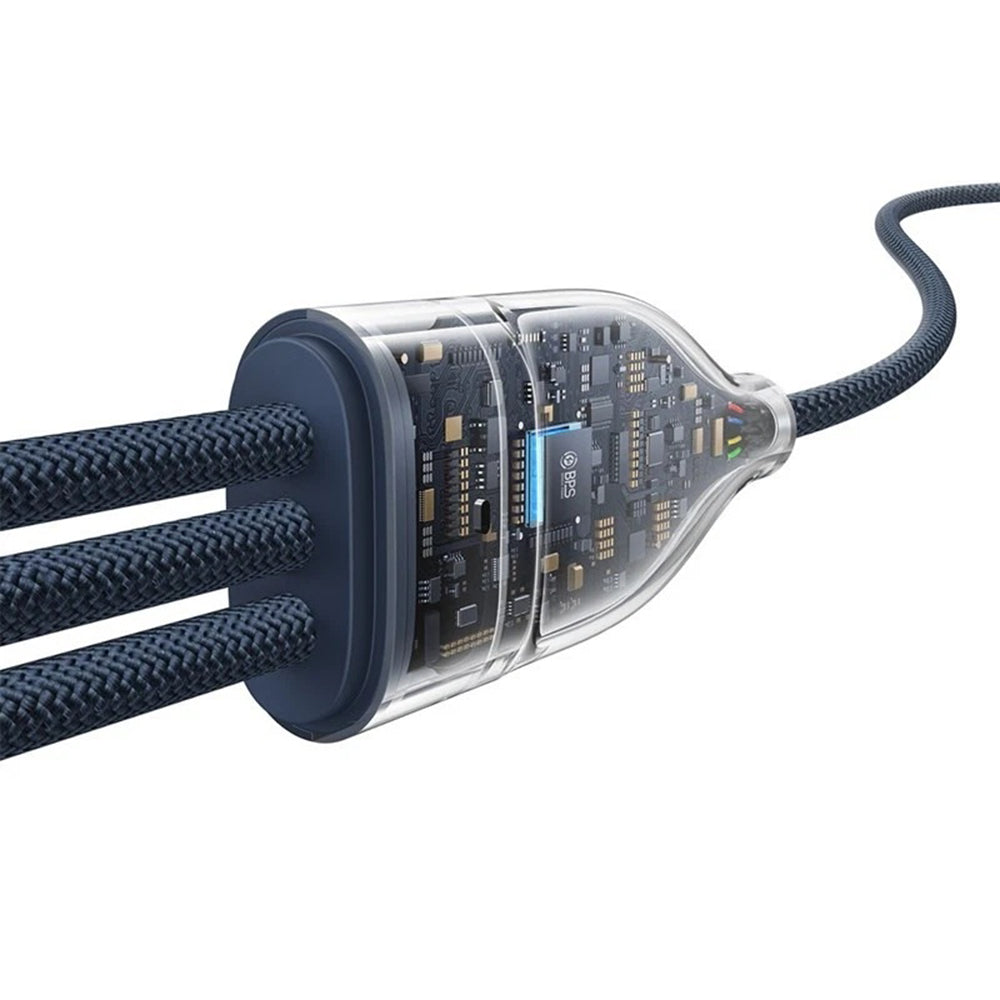 USB-C Opladerkabel - 3 x USB-C Baseus Flash Series III 3in1, 100W, 1.5m, Blå P10377503321-00