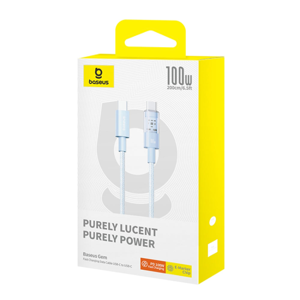 Data- og opladningskabel USB-C - USB-C Baseus Gem, 100W, 2m, Blå P10373000311-01