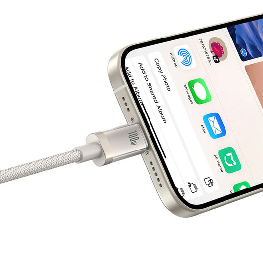 Data- og opladningskabel USB-C - USB-C Baseus Titanium, 100W, 2m, Sølv P10378100G21-01