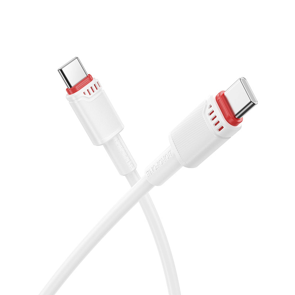 Data- og opladningskabel USB-C - USB-C Borofone BX110 Beneficio, 60W, 1m, Hvid