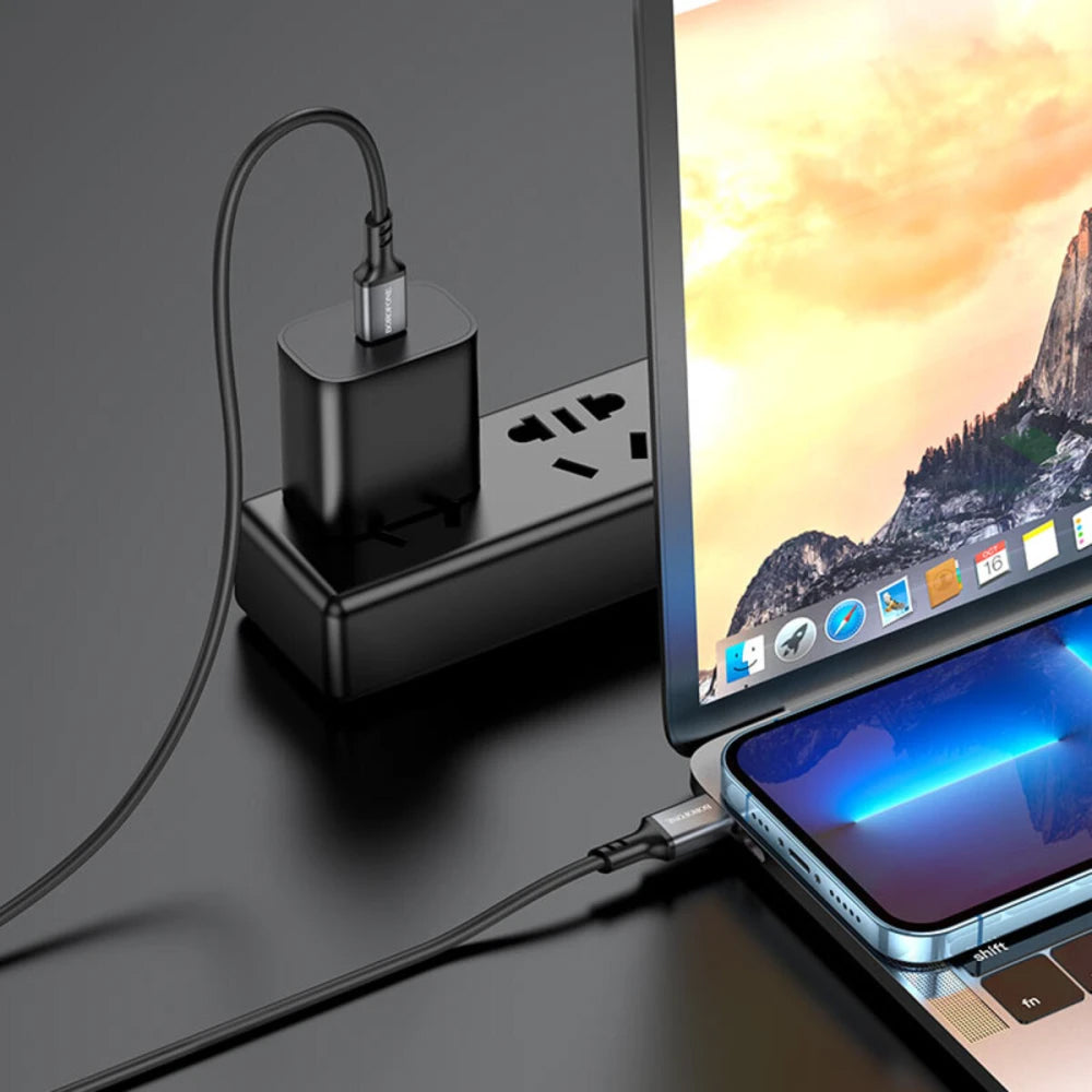 USB-C Data- og Opladningskabel - USB-C Borofone BX83, 60W, 1m, Sort