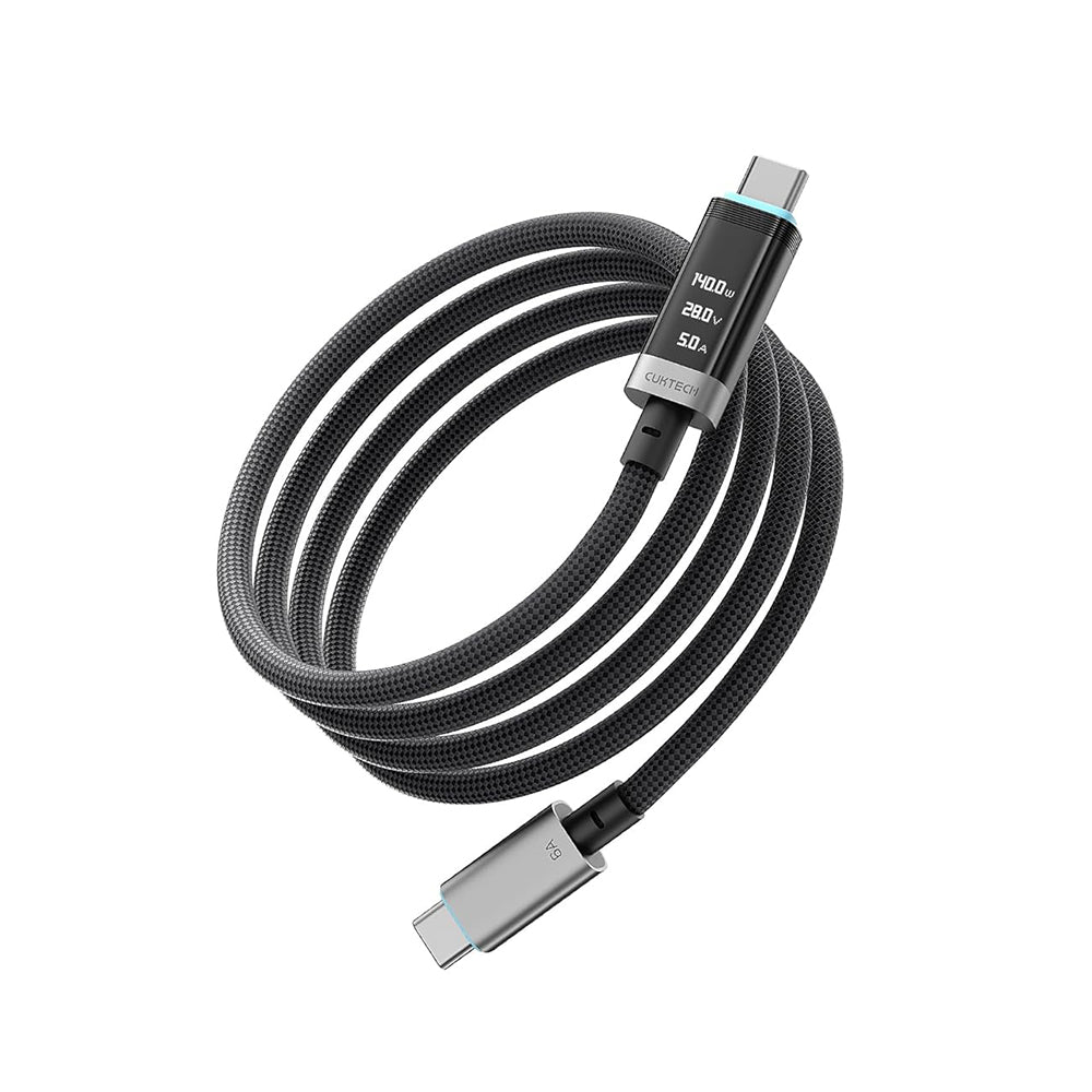 USB-C Data- og Opladningskabel - USB-C Cuktech CTC620P Display, 240W, 2m, Sort CCTC620POSBK