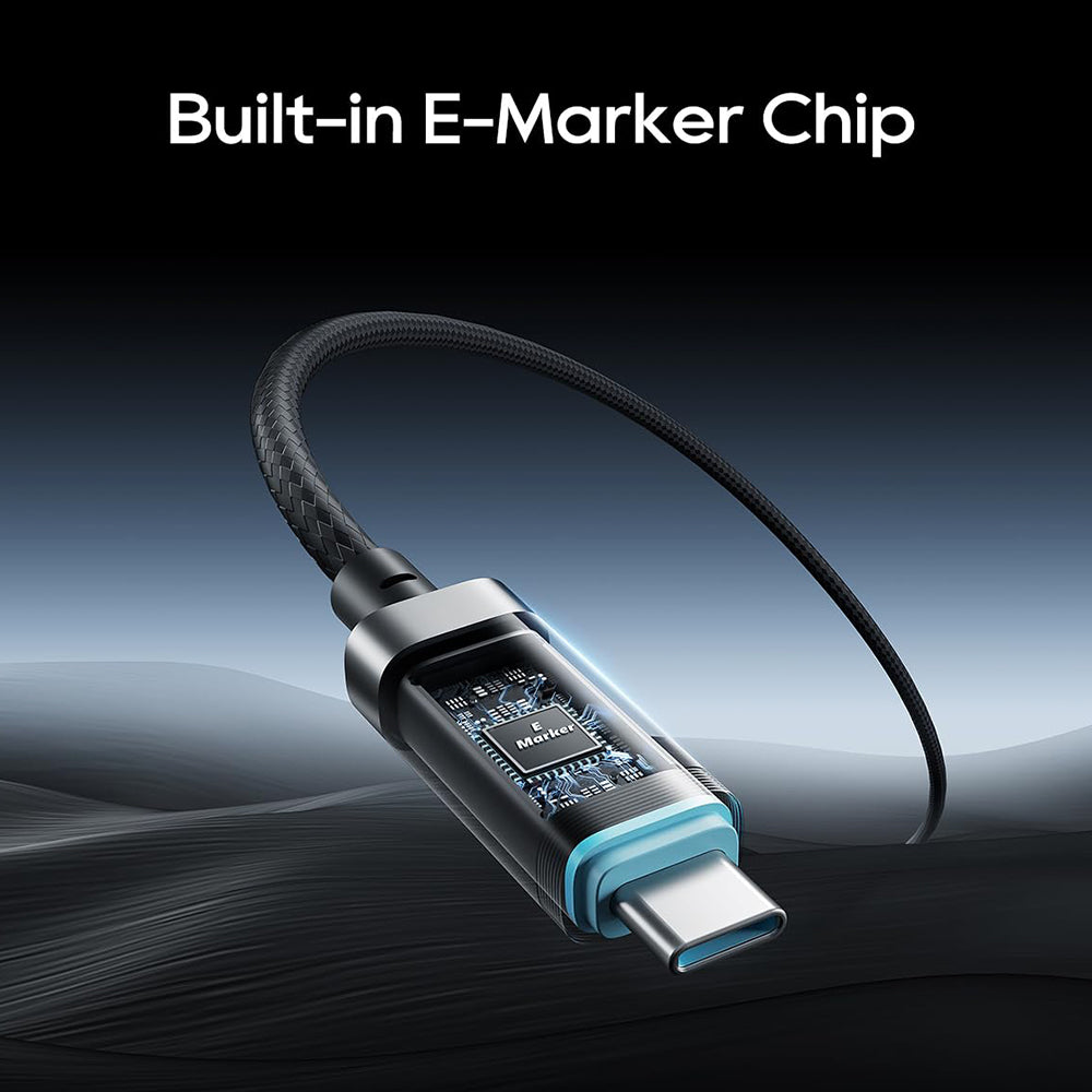 USB-C Data- og Opladningskabel - USB-C Cuktech CTC620P Display, 240W, 2m, Sort CCTC620POSBK