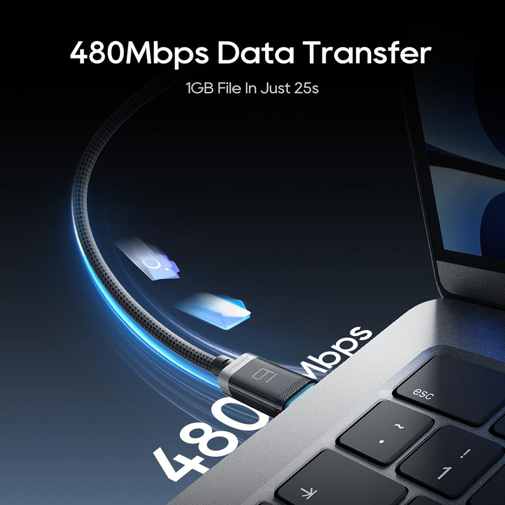USB-C Data- og Opladningskabel - USB-C Cuktech CTC620P Display, 240W, 2m, Sort CCTC620POSBK