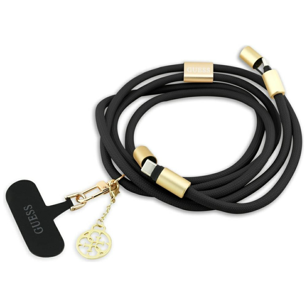 USB-C - USB-C data- og opladningskabel Guess CBDY 4G Charm, 100W, 1,5m, Sort