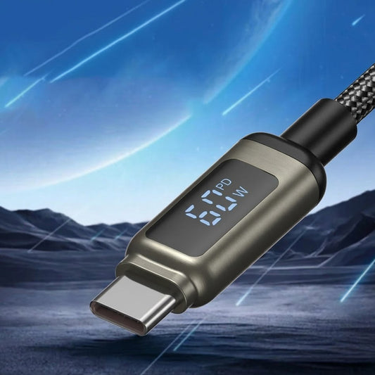 Data- og opladningskabel USB-C - USB-C Lito LD15 Display, 60W, 1m, Sort