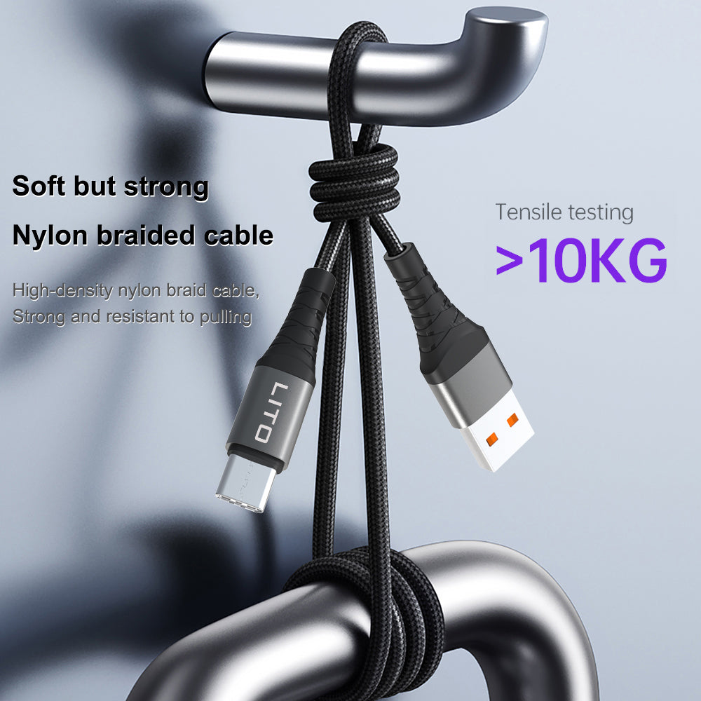 Data- og opladningskabel USB-C - USB-C Lito LD22CC, 60W, 2m, Sort