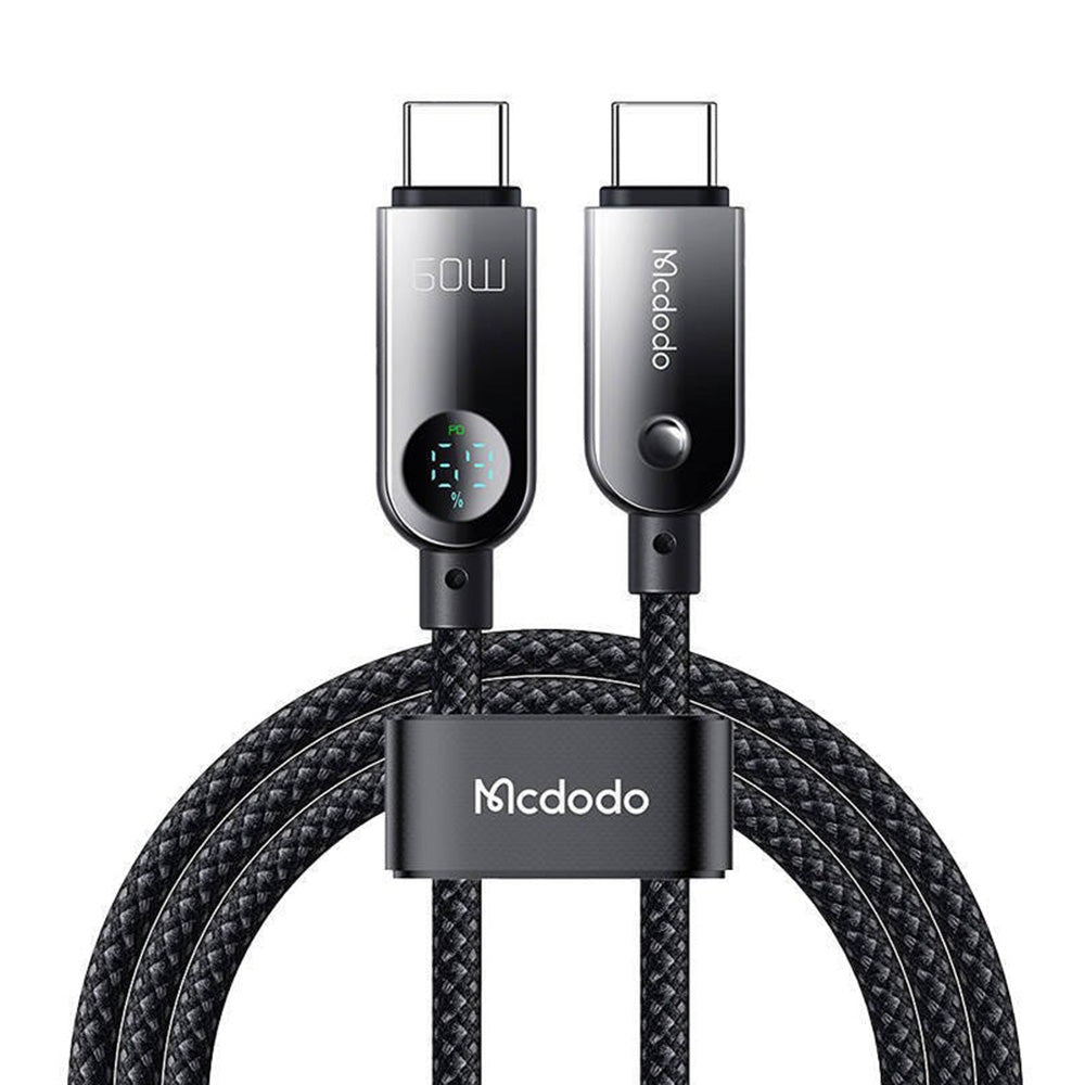 Data- og opladningskabel USB-C - USB-C McDodo CA-4780 Display, 60W, 1.2m, Sort