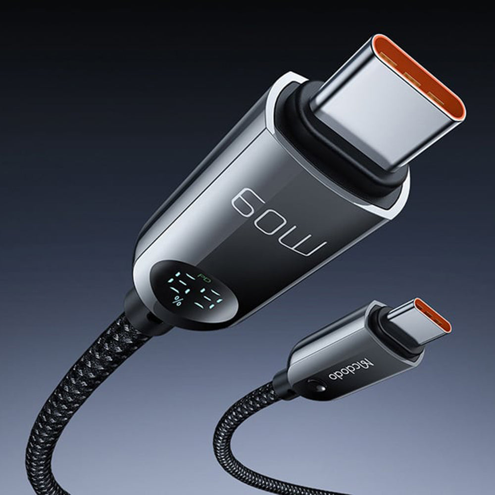 Data- og opladningskabel USB-C - USB-C McDodo CA-4780 Display, 60W, 1.2m, Sort