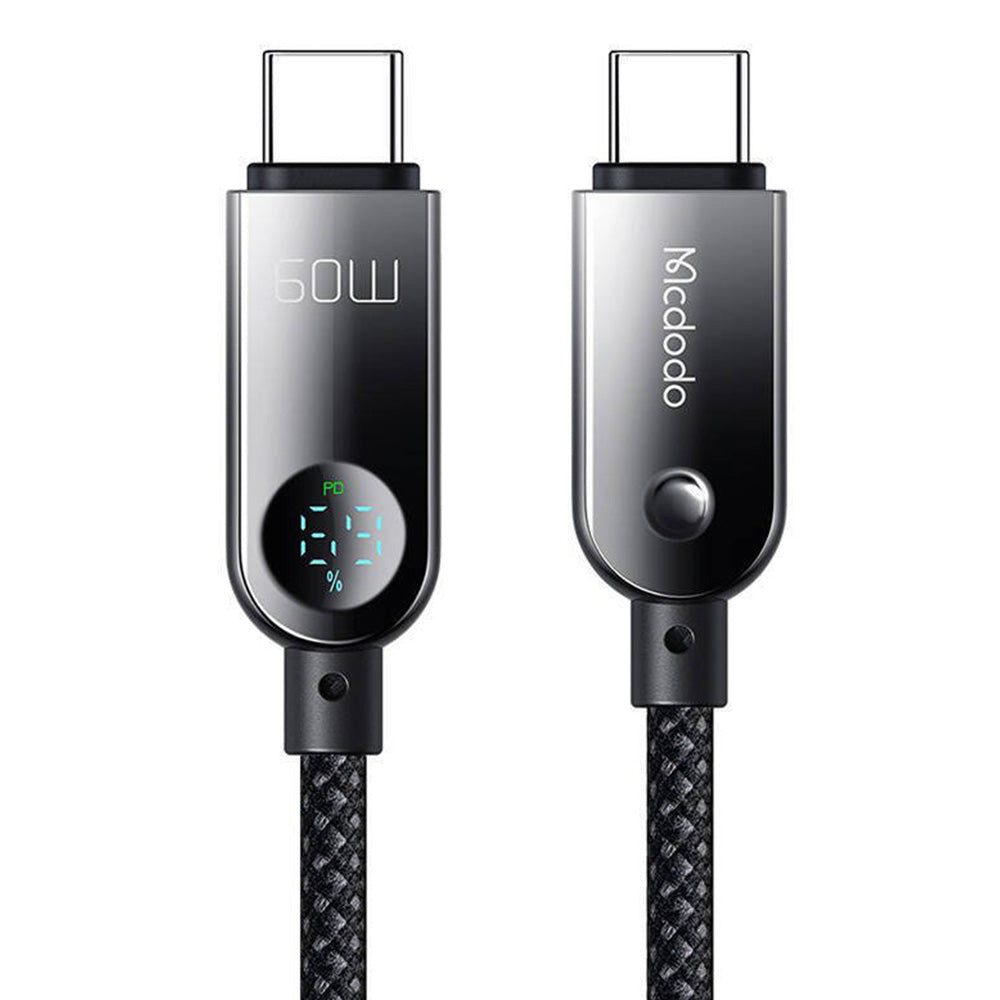 Data- og opladningskabel USB-C - USB-C McDodo CA-4780 Display, 60W, 1.2m, Sort