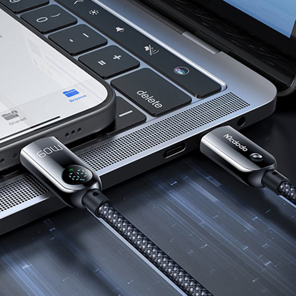 Data- og opladningskabel USB-C - USB-C McDodo CA-4780 Display, 60W, 1.2m, Sort