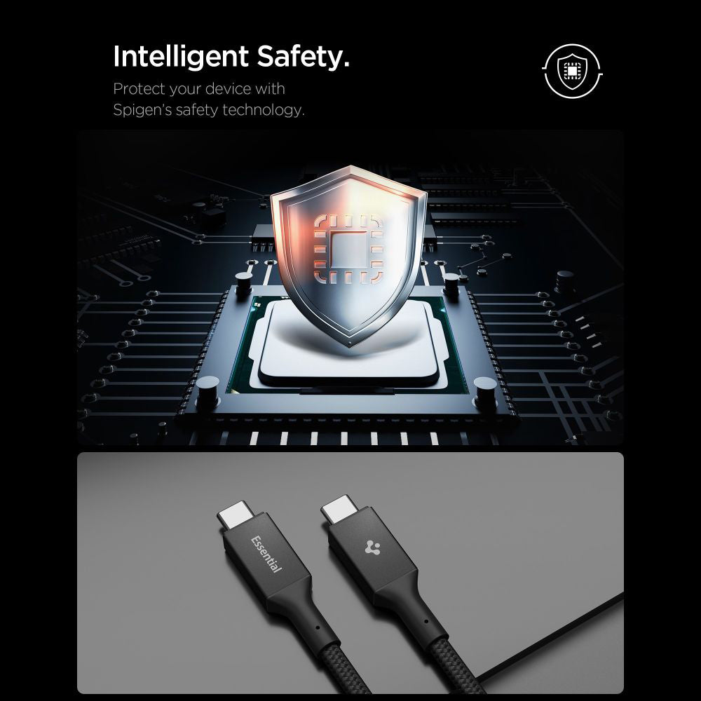 Data- og opladningskabel USB-C - USB-C Spigen EB10010CC, 100W, 1m, Sort ACA09459