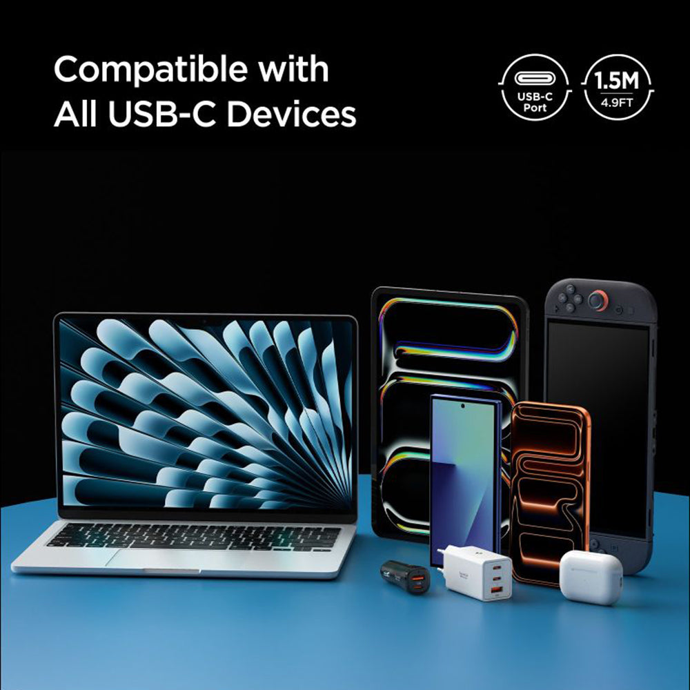 Data- og opladningskabel USB-C - USB-C Spigen EB24015CC, 240W, 1.5m, Sort ACA10423