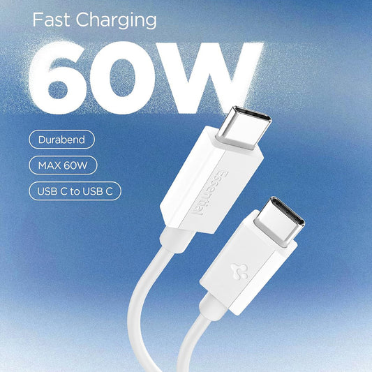USB-C Data- og Opladningskabel - USB-C Spigen EB6015CC, 60W, 1,5m, Hvid ACA10416