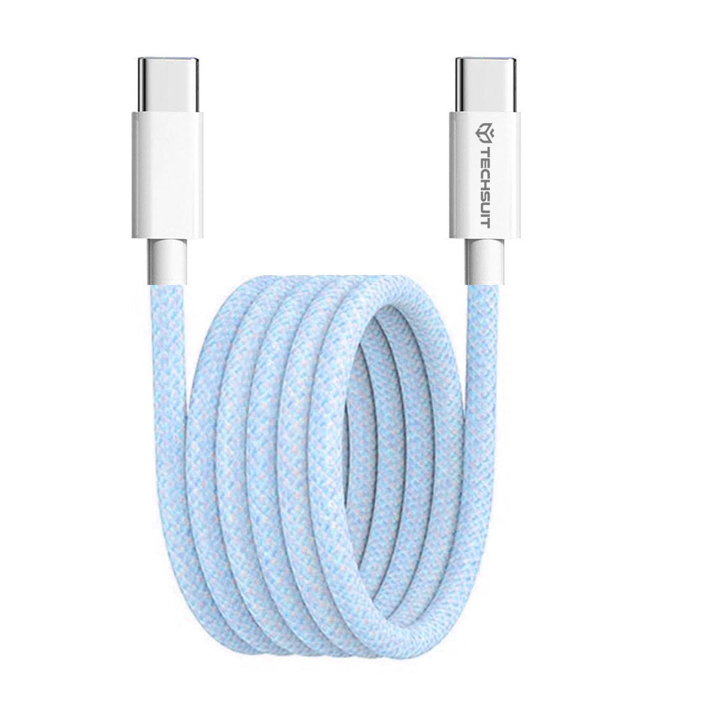 Data- og opladningskabel USB-C - USB-C Techsuit PCB114D, 60W, 1m, Blå