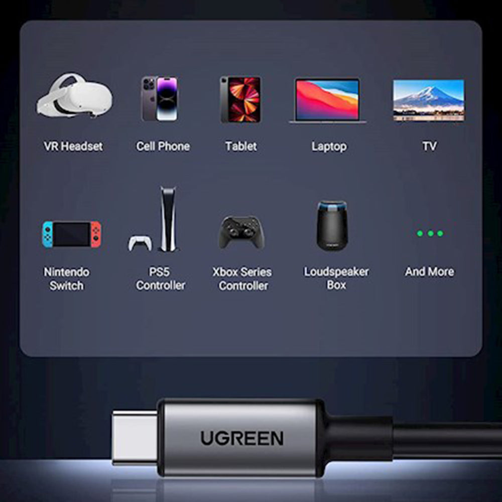 Data- og opladningskabel USB-C - USB-C UGREEN US551 (90629) Vinklet, 60W, 5m, Sort
