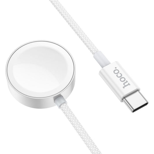 Trådløs Oplader HOCO CW59 til Apple Watch / Samsung Galaxy Watch Series, USB-C, Hvid