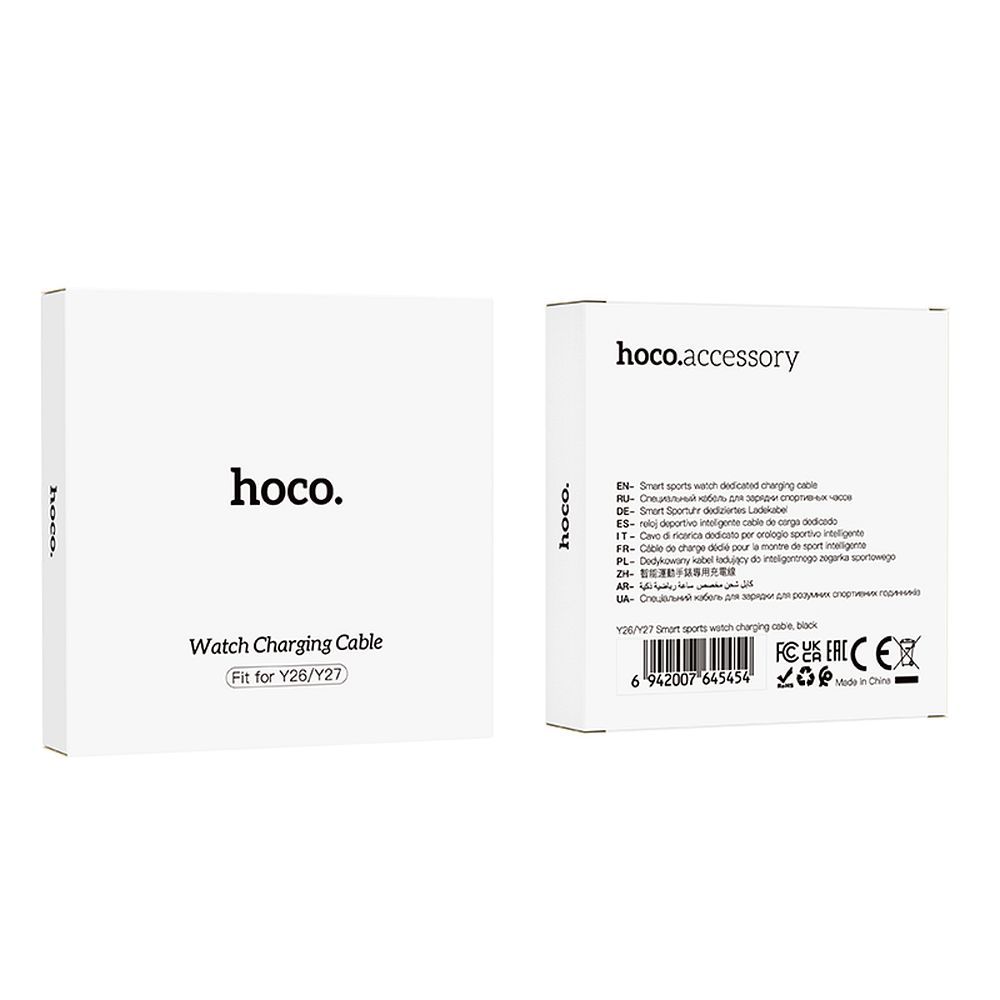 Opladerkabel til Smartwatch HOCO Y26 / Y27, USB-A, Sort
