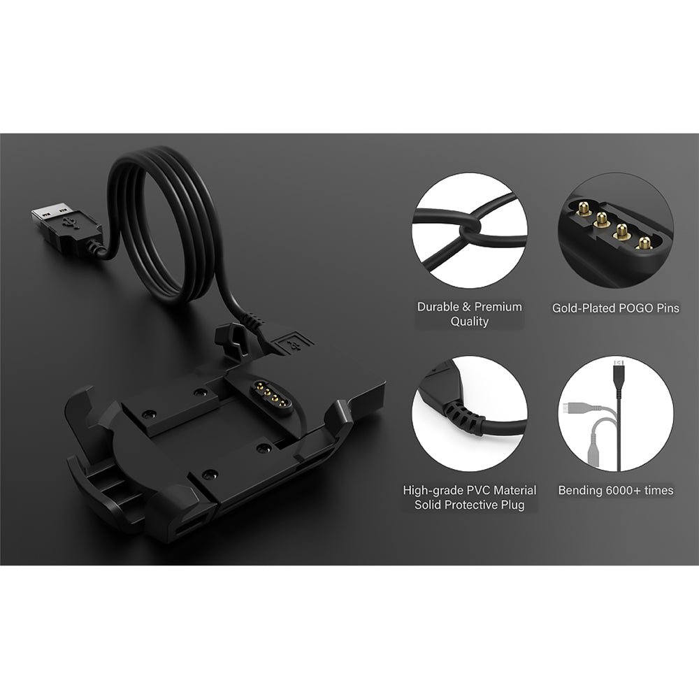 Techsuit TGC5 opladerkabel til Garmin Fenix 3 Sapphire / 3 HR / 3, USB-A, Sort