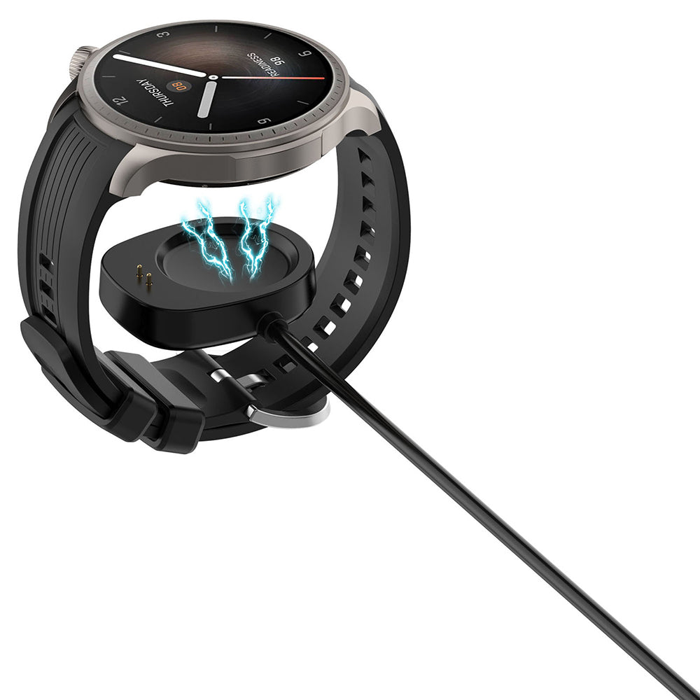 Techsuit THA4 opladerkabel til Amazfit T-Rex 3 / Balance, USB-A, Sort