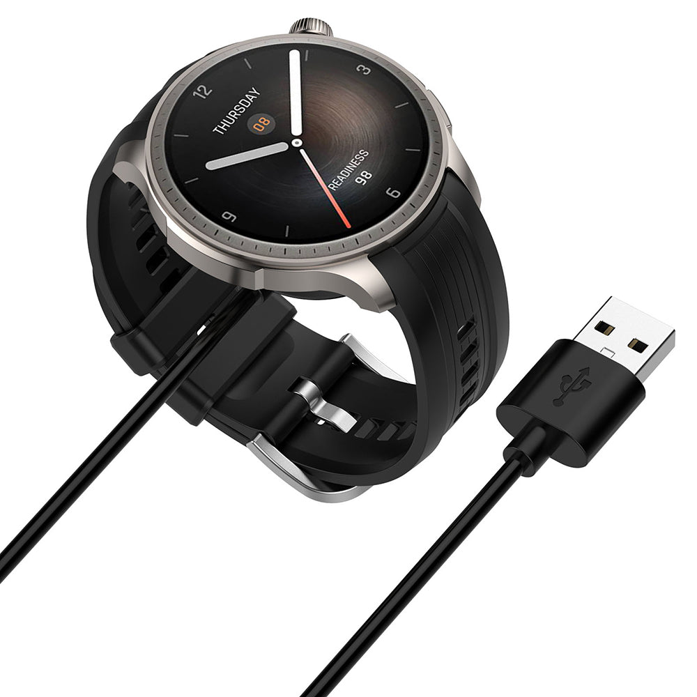 Techsuit THA4 opladerkabel til Amazfit T-Rex 3 / Balance, USB-A, Sort