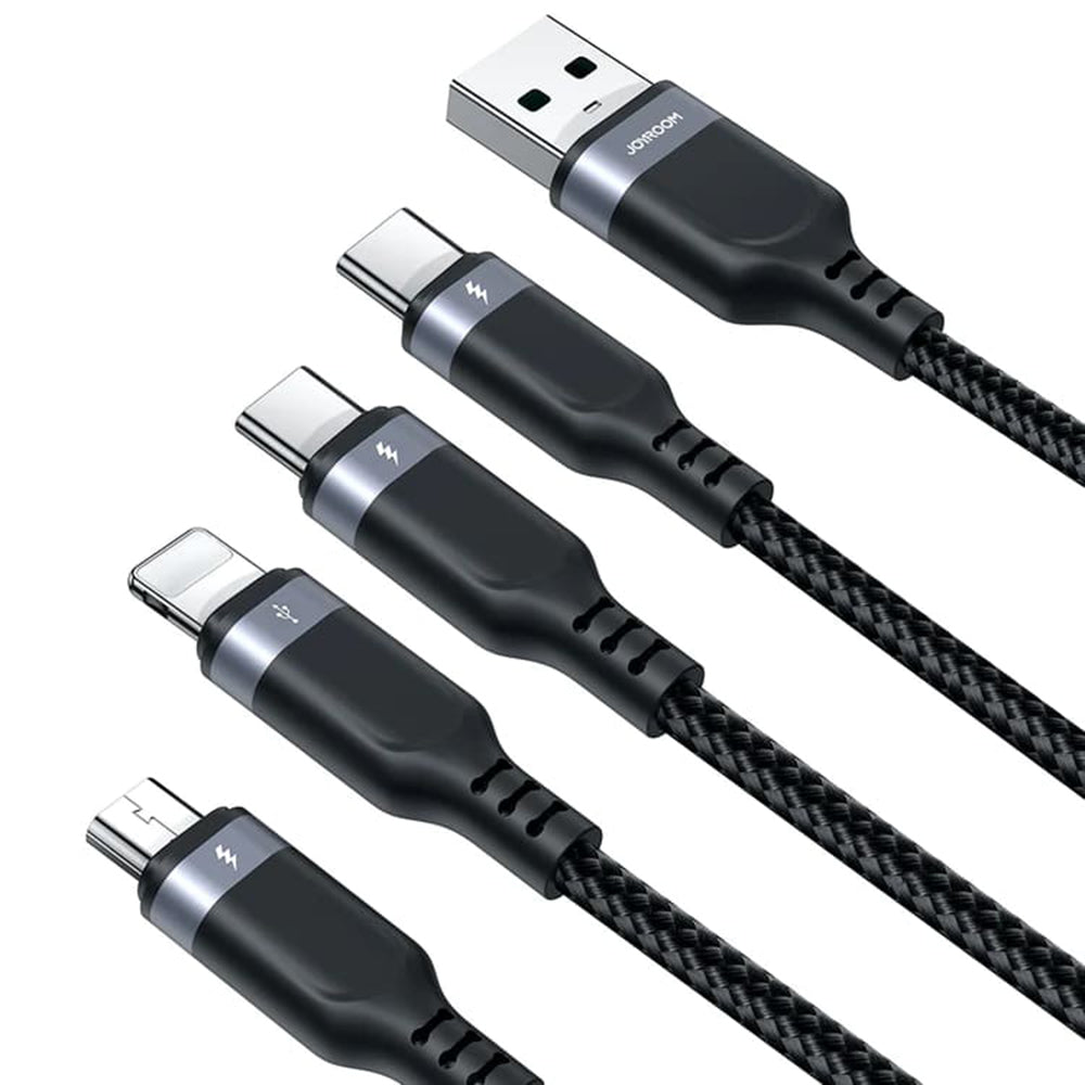 USB-A - Lightning / microUSB / 2 x USB-C Opladningskabel Joyroom S-1T4018A18 4in1, 20W, 1,2m, Sort