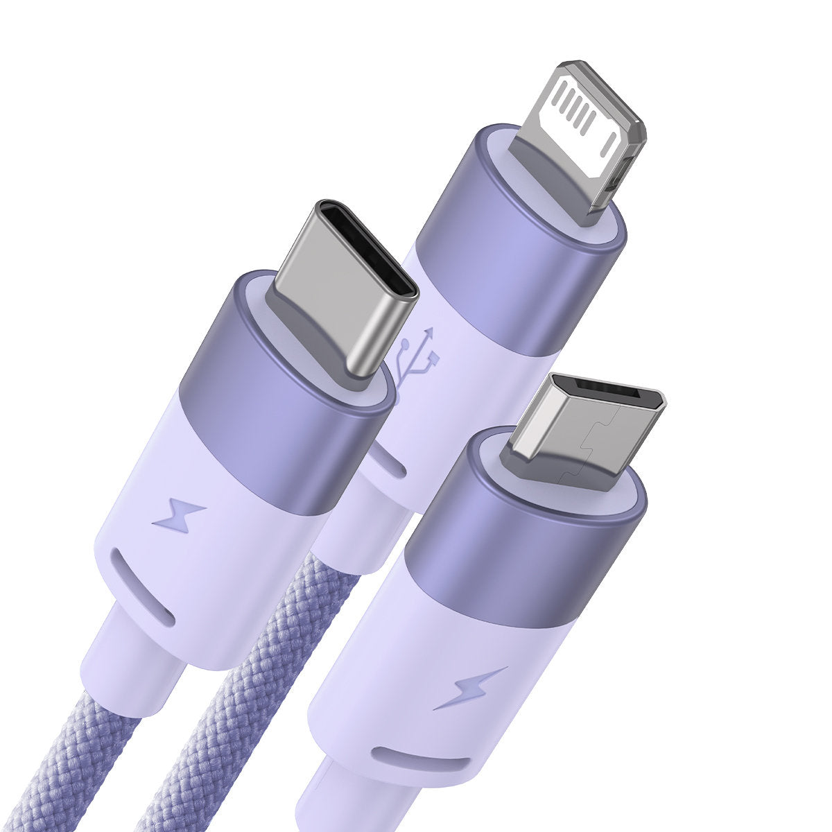 USB-A - Lightning / microUSB / USB-C Baseus StarSpeed 3in1 opladerkabel, 20W, 1.2m, Lilla CAXS000005