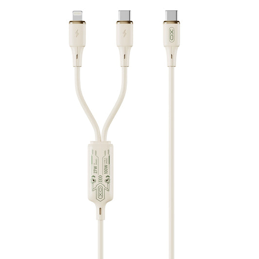 USB-C - Lightning / USB-C Opladningskabel XO Design NB-Q262 2in1, 100W, 1,2m, Beige