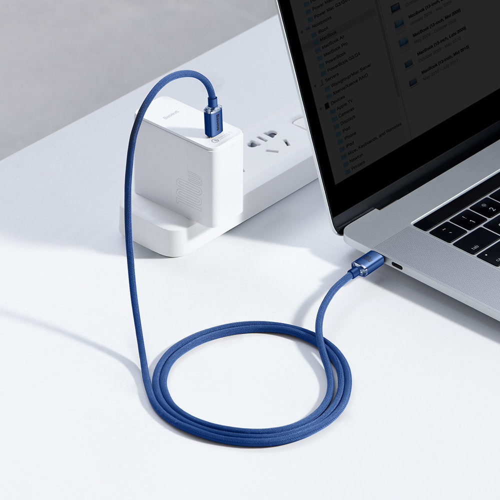 Data- og opladningskabel USB-C - USB-C Baseus Crystal Shine Series, 100W, 1.2m, Blå CAJY000603