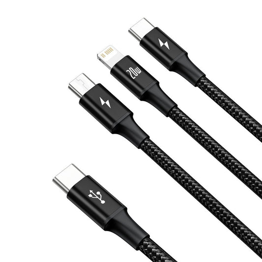 USB-C - Lightning / microUSB / USB-C Baseus Rapid 3in1, 20W, 1,5m, Sort CAMLT-SC01