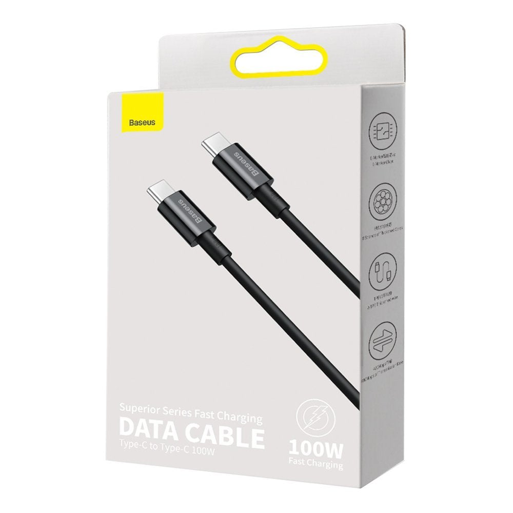 USB-C Data- og Opladningskabel - USB-C Baseus Superior Series, 100W, 2m, Sort CATYS-C01
