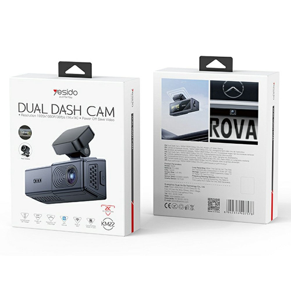 Yesido KM22 Car Camera, 1080P, Wi-Fi, Black
