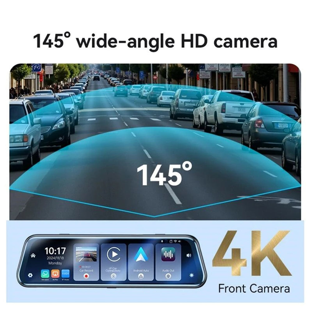 Yesido KM24 Bil Kamera med Carplay / Android Auto, 4K, Skærm 9.66 tommer
