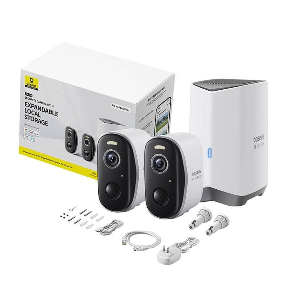 Overvågningskamera Baseus N1 Plus, Wi-Fi, 2K, IP67, Udendørs, Sæt med 2 stykker S0TW012131