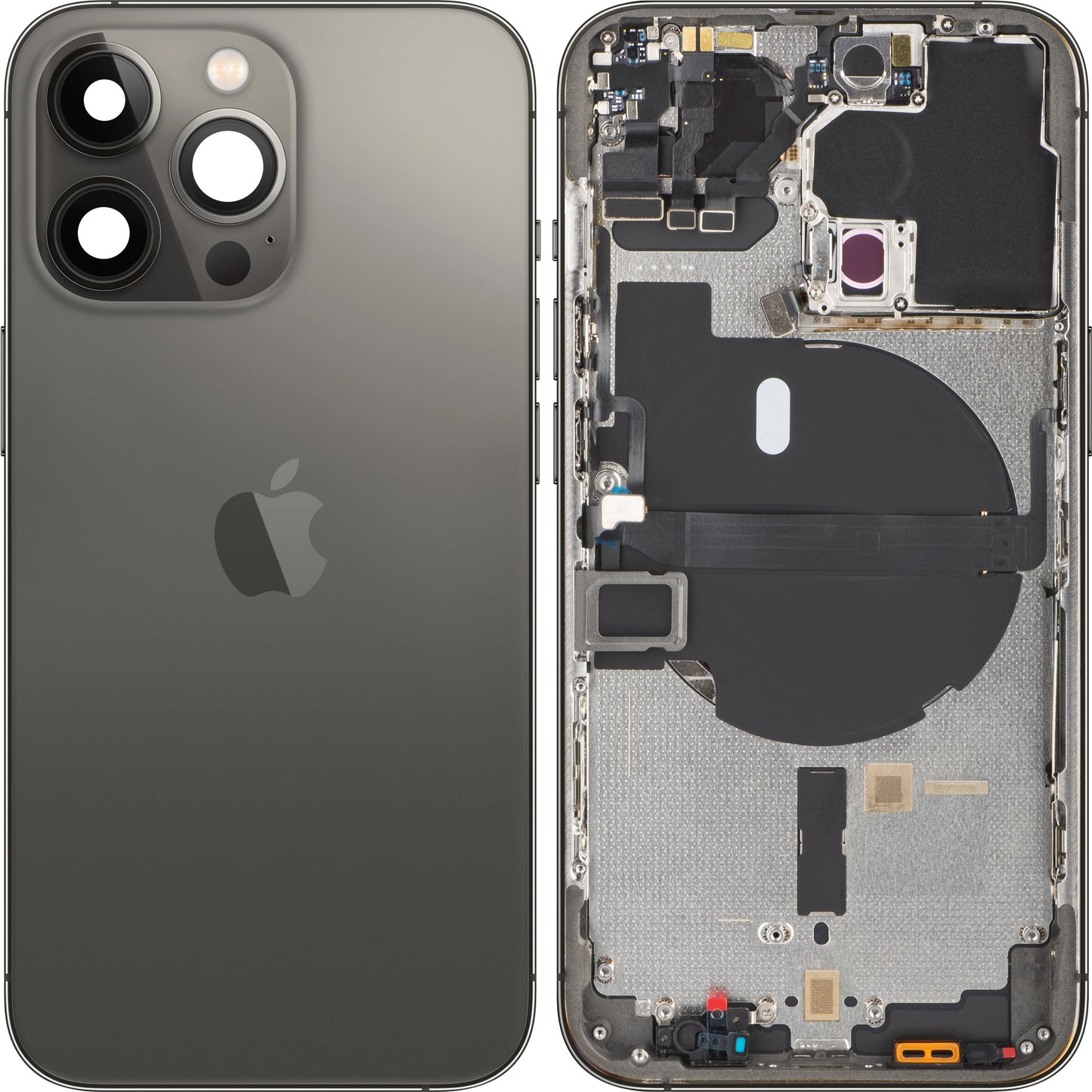 Apple iPhone 13 Pro batteridæksel, med mellemkasse, sort (grafit), Swap