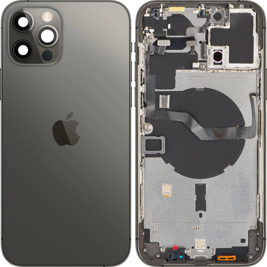 Apple iPhone 12 Pro Max batteridæksel, med halvt etui, sort (grafit), Swap