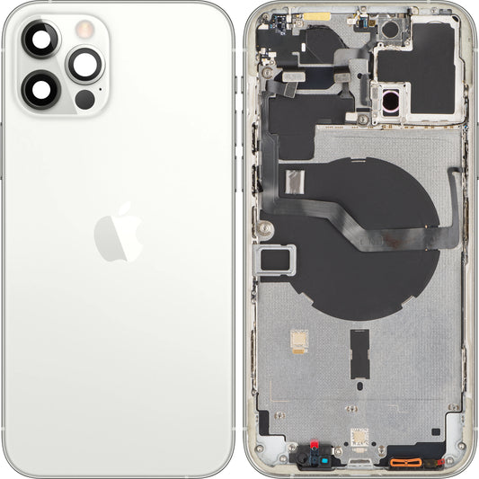 Apple iPhone 12 Pro Max batteridæksel, med mellemkasse, sølv, Swap
