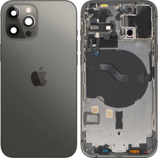 Apple iPhone 12 Pro batteridæksel, med halvt etui, sort (grafit), Swap