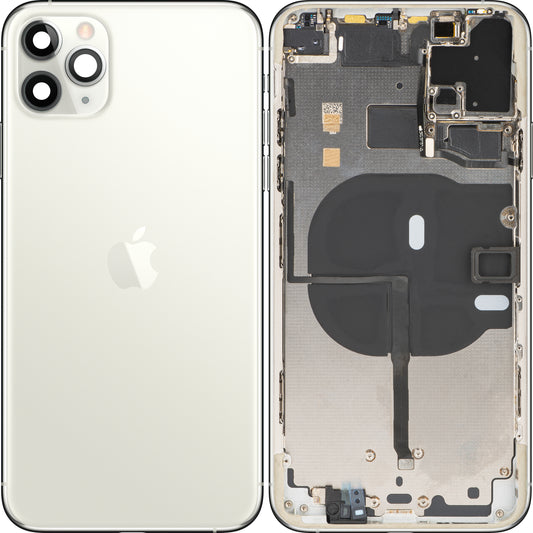 Apple iPhone 11 Pro Max batteridæksel, med mellemkasse, sølv, Swap