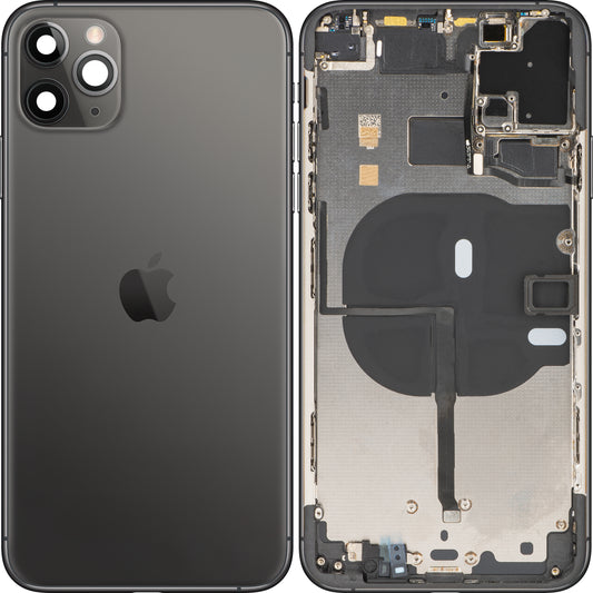 Apple iPhone 11 Pro Max batteridæksel, med mellemkasse, sort (rumgrå), Swap