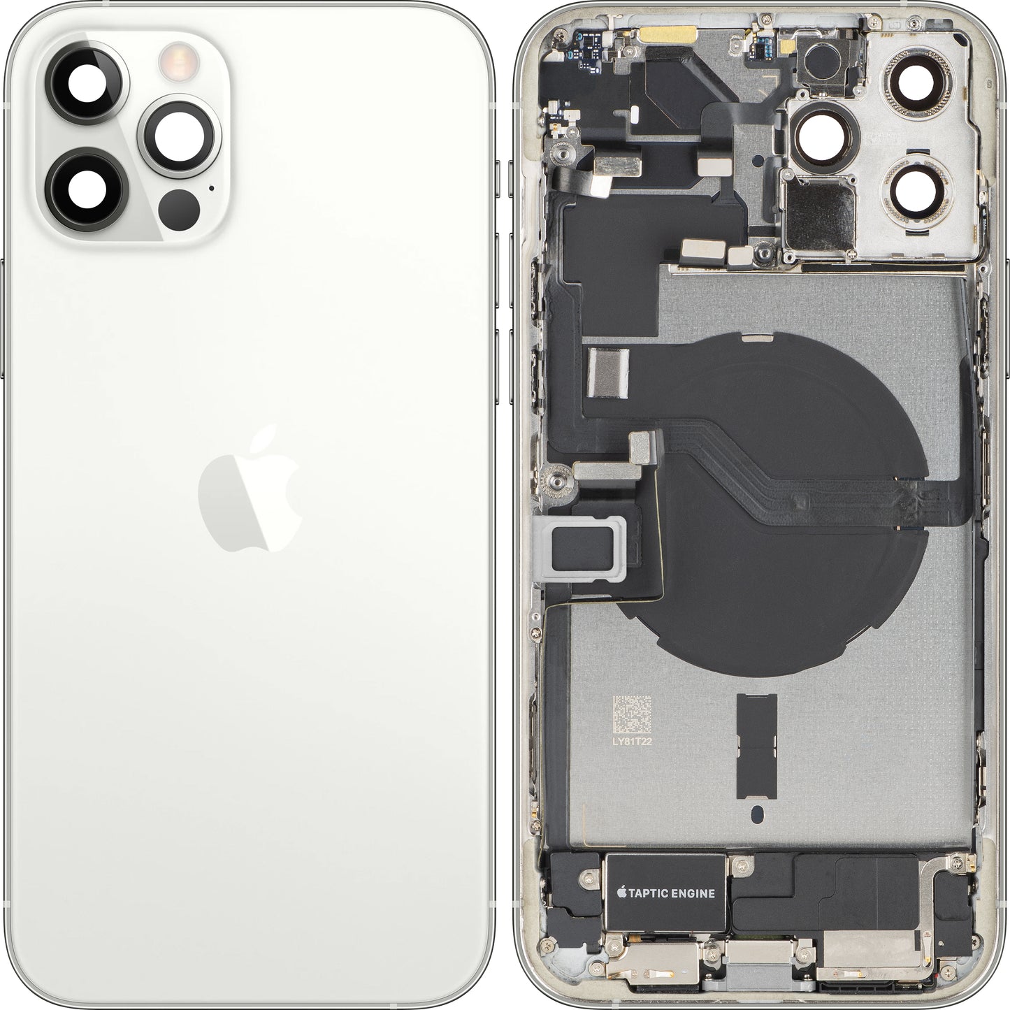 Batteridæksel Apple iPhone 12 Pro Max, Med Midterkabinet, Fulde Dele, Sølv, Swap